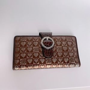 Brighton Wallet - embossed hearts on mocha leather